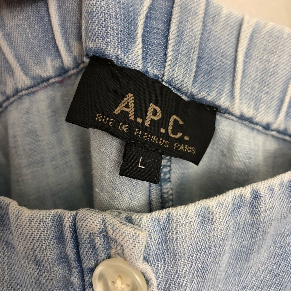 A.P.C Chambray Blue Denim Overalls Jumpsuit L - Picture 9 of 13